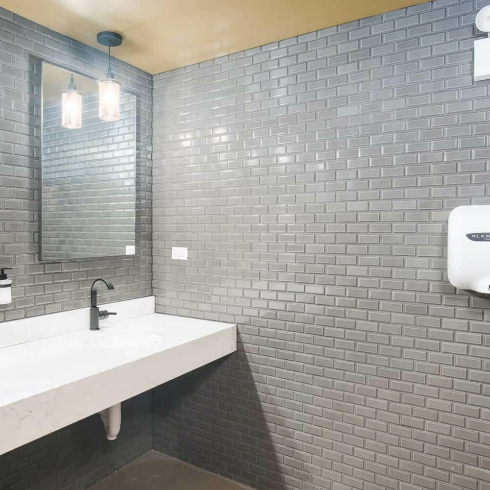 2x4 Cerelia Tender Gray Glossy Beveled Brick Porcelain Mosaic Wall Tile - American Tile Depot