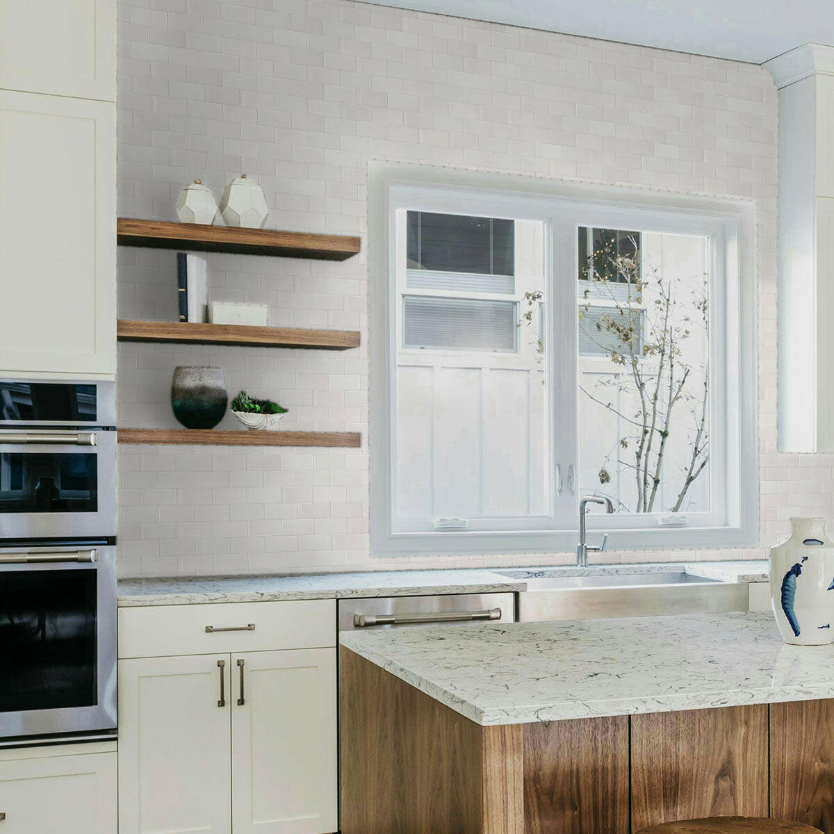 2x4 Cerelia Tender Gray Glossy Beveled Brick Porcelain Mosaic Wall Tile - American Tile Depot