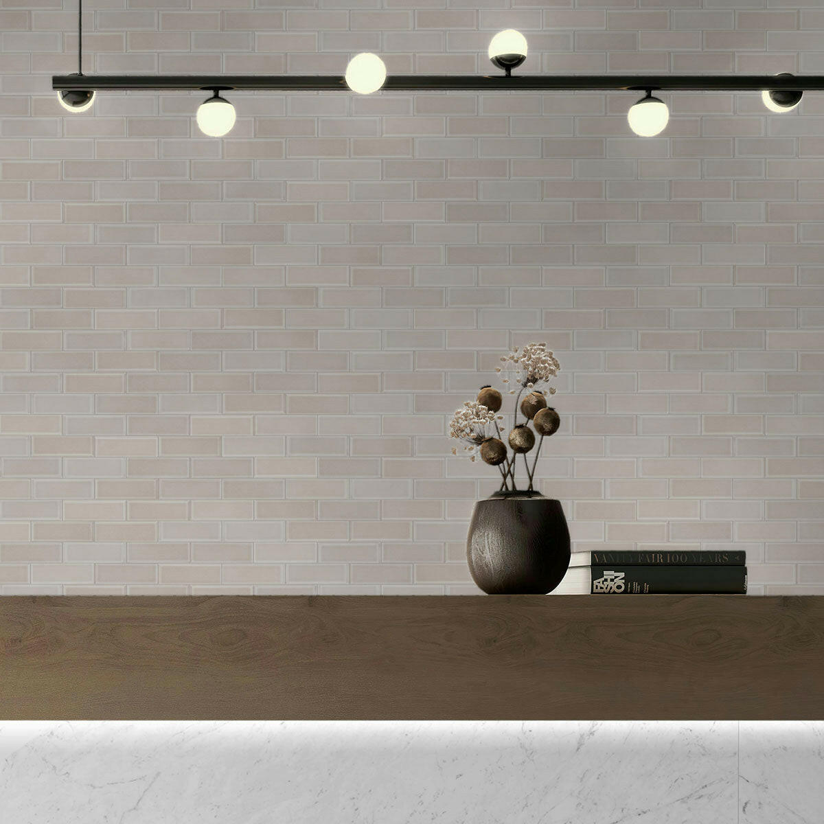 2x4 Cerelia Tender Gray Glossy Beveled Brick Porcelain Mosaic Wall Tile - American Tile Depot