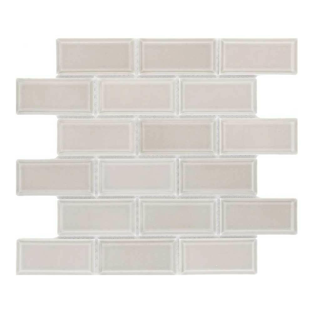 2x4 Cerelia Tender Gray Glossy Beveled Brick Porcelain Mosaic Wall Tile - American Tile Depot
