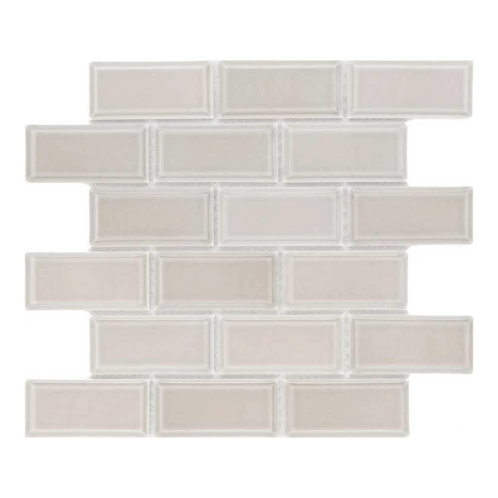 2x4 Cerelia Tender Gray Glossy Beveled Brick Porcelain Mosaic Wall Tile 2x4 Cerelia Tender Gray Glossy Beveled Brick Porcelain Mosaic Wall Tile - American Tile Depot