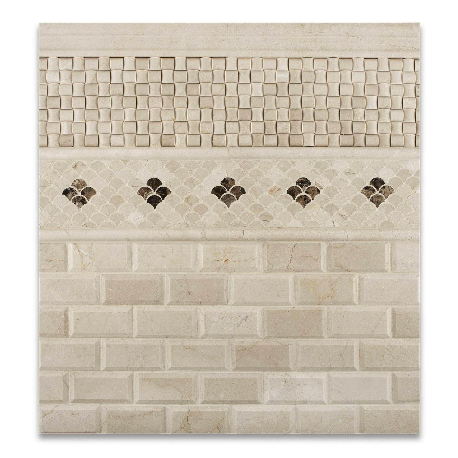 2x4 Crema Marfil Marble Honed & Beveled Brick Mosaic Tile 2x4 Crema Marfil Marble Honed & Beveled Brick Mosaic Tile - American Tile Depot