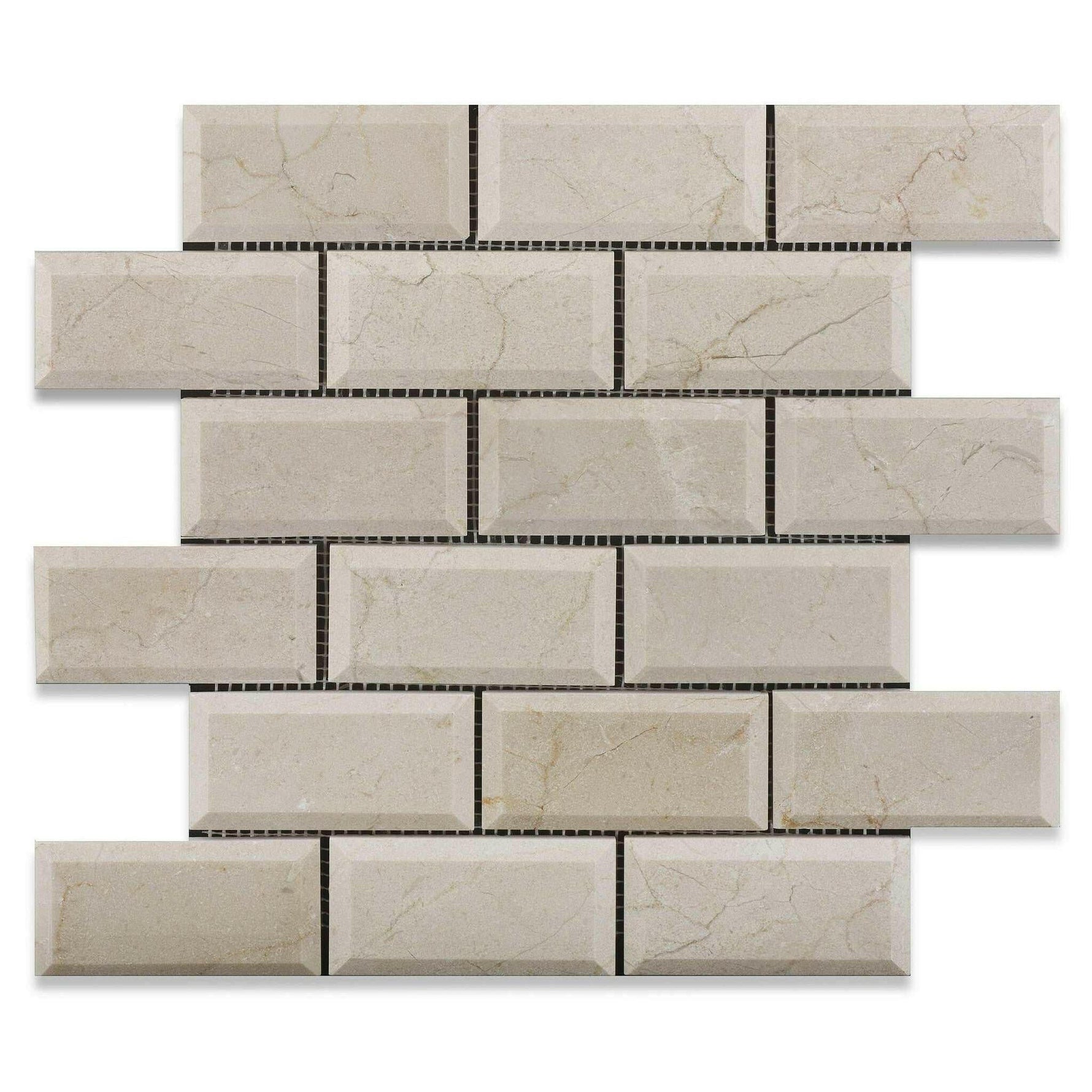 2x4 Crema Marfil Marble Honed & Beveled Brick Mosaic Tile 2x4 Crema Marfil Marble Honed & Beveled Brick Mosaic Tile - American Tile Depot