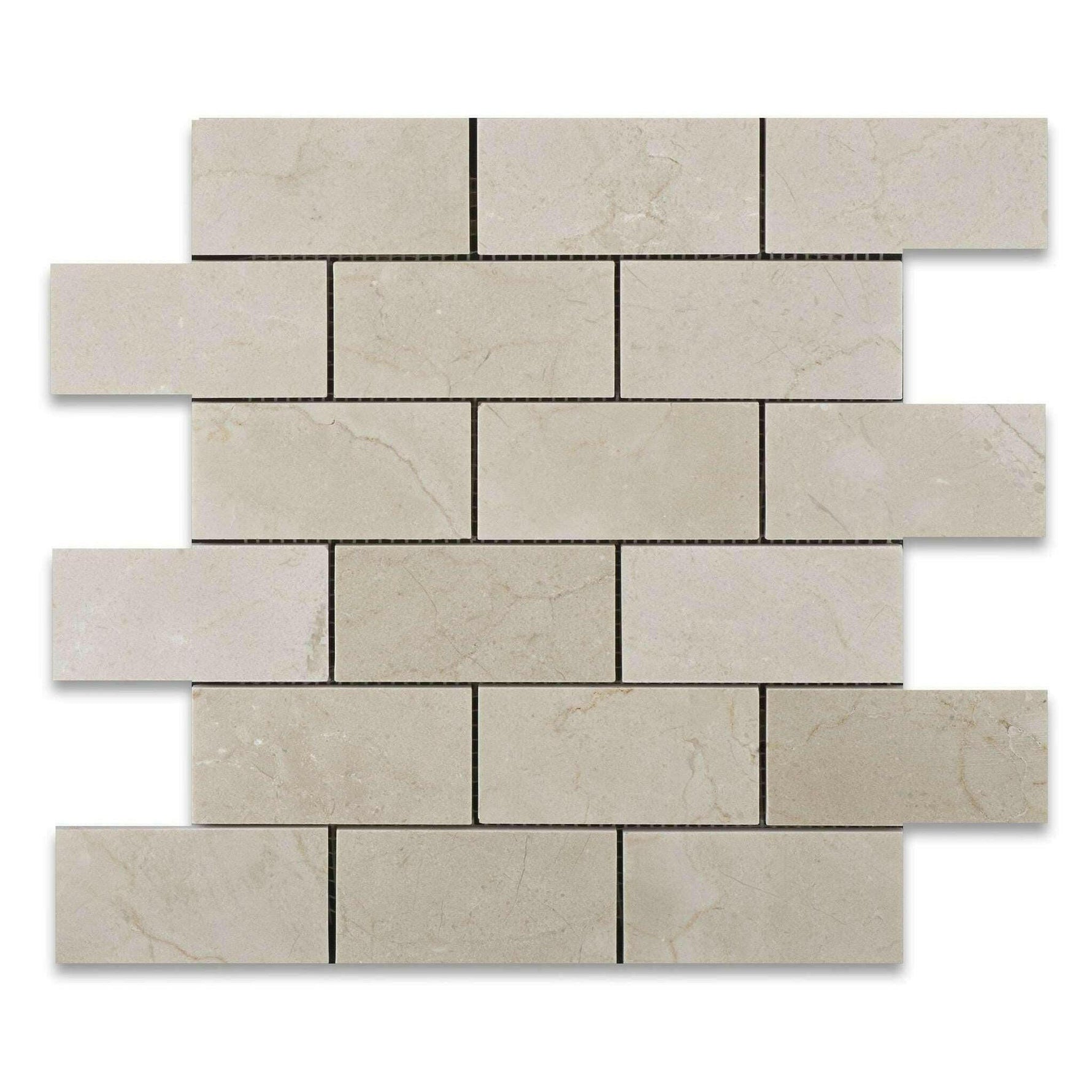2x4 Crema Marfil Marble Honed Brick Mosaic Tile 2x4 Crema Marfil Marble Honed Brick Mosaic Tile - American Tile Depot