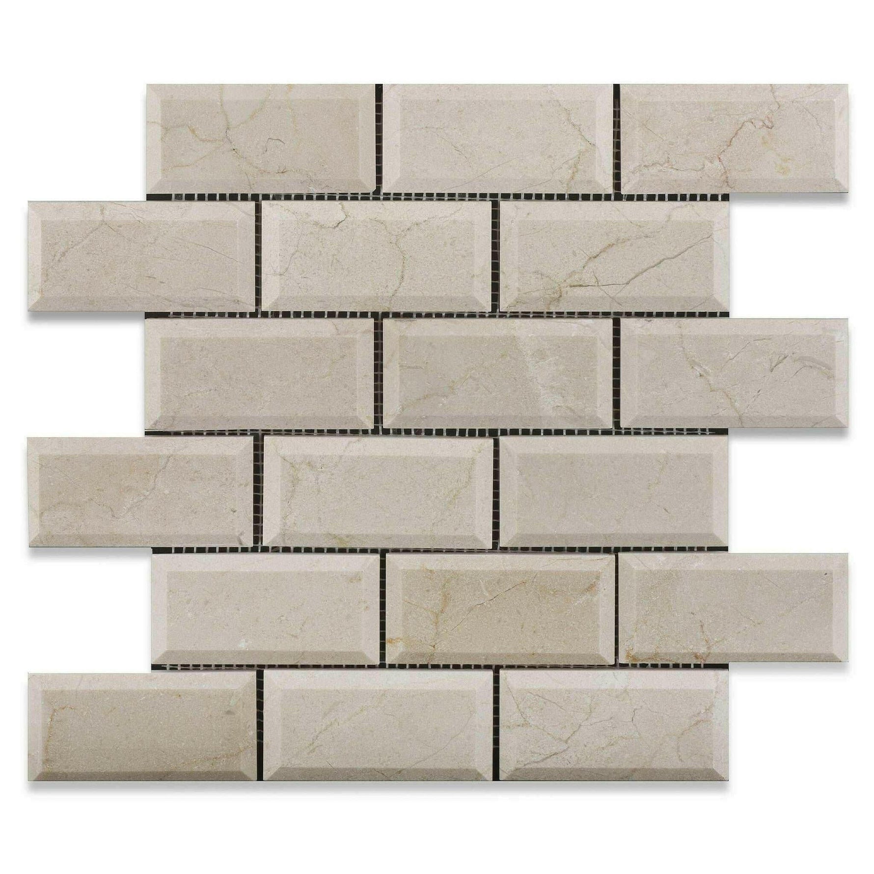 2x4 Crema Marfil Marble Polished & Beveled Brick Mosaic Tile 2x4 Crema Marfil Marble Polished & Beveled Brick Mosaic Tile - American Tile Depot