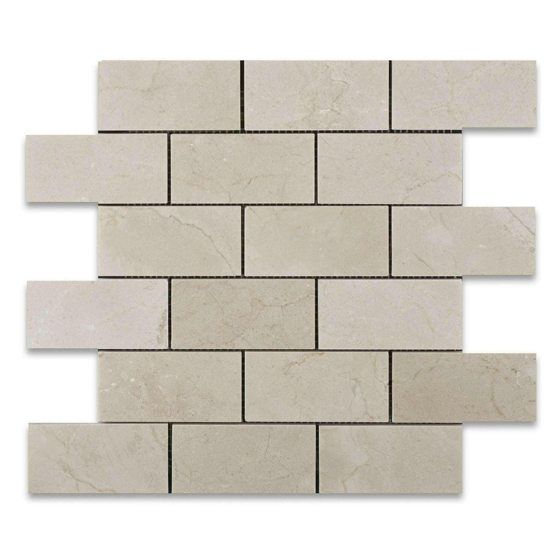 2x4 Crema Marfil Marble Polished Brick Mosaic Tile 2x4 Crema Marfil Marble Polished Brick Mosaic Tile - American Tile Depot
