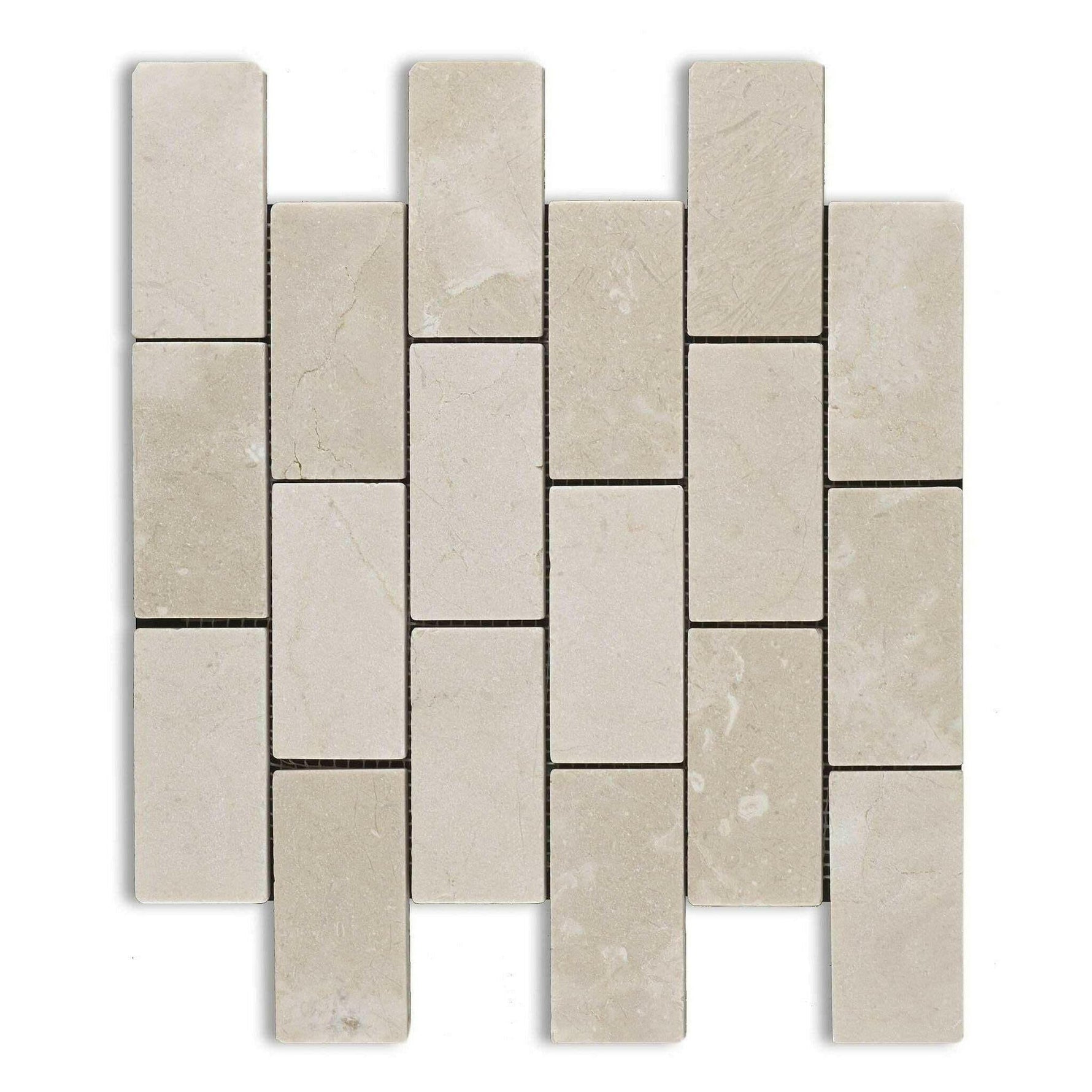 2x4 Crema Marfil Marble Tumbled Brick Mosaic Tile 2x4 Crema Marfil Marble Tumbled Brick Mosaic Tile - American Tile Depot