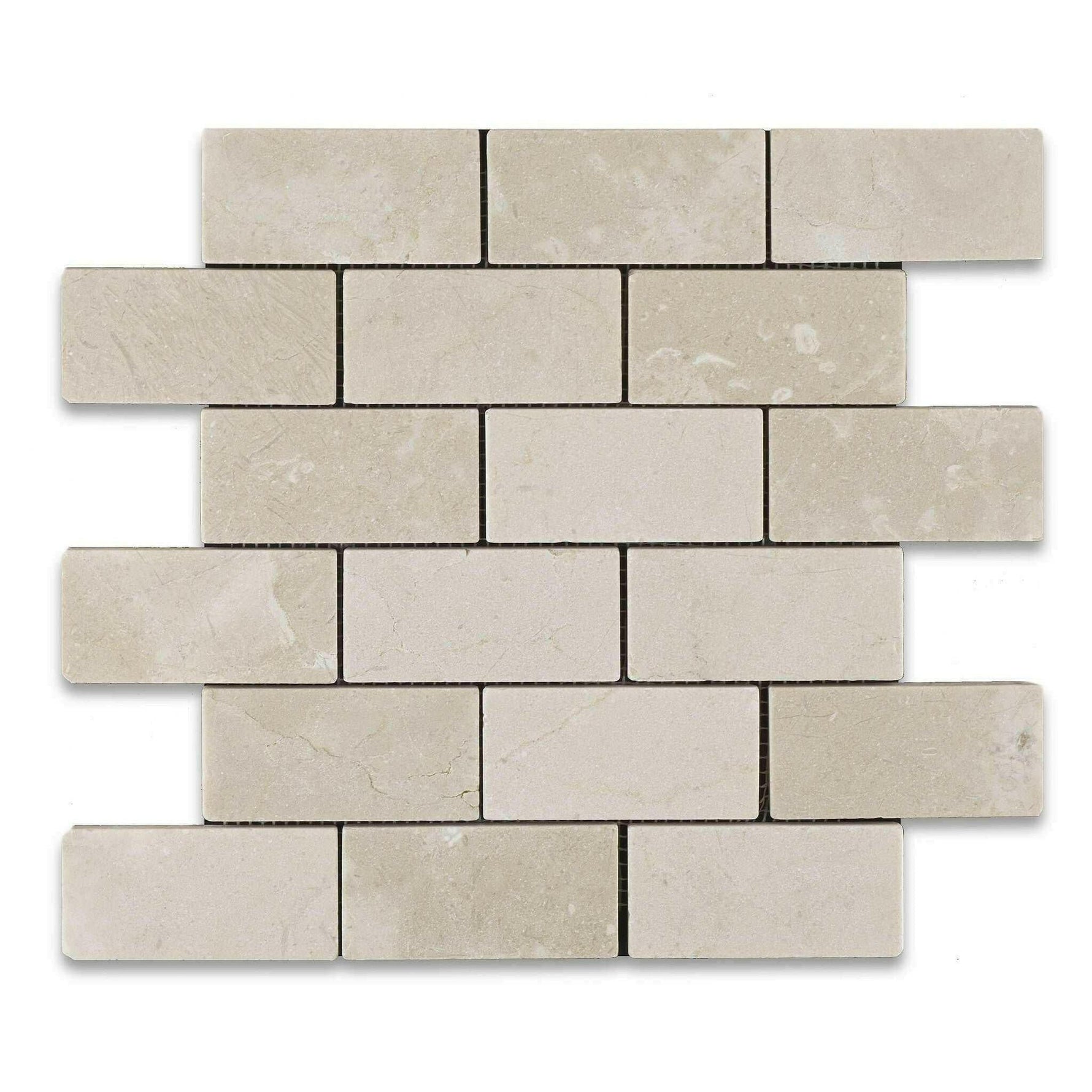 2x4 Crema Marfil Marble Tumbled Brick Mosaic Tile 2x4 Crema Marfil Marble Tumbled Brick Mosaic Tile - American Tile Depot