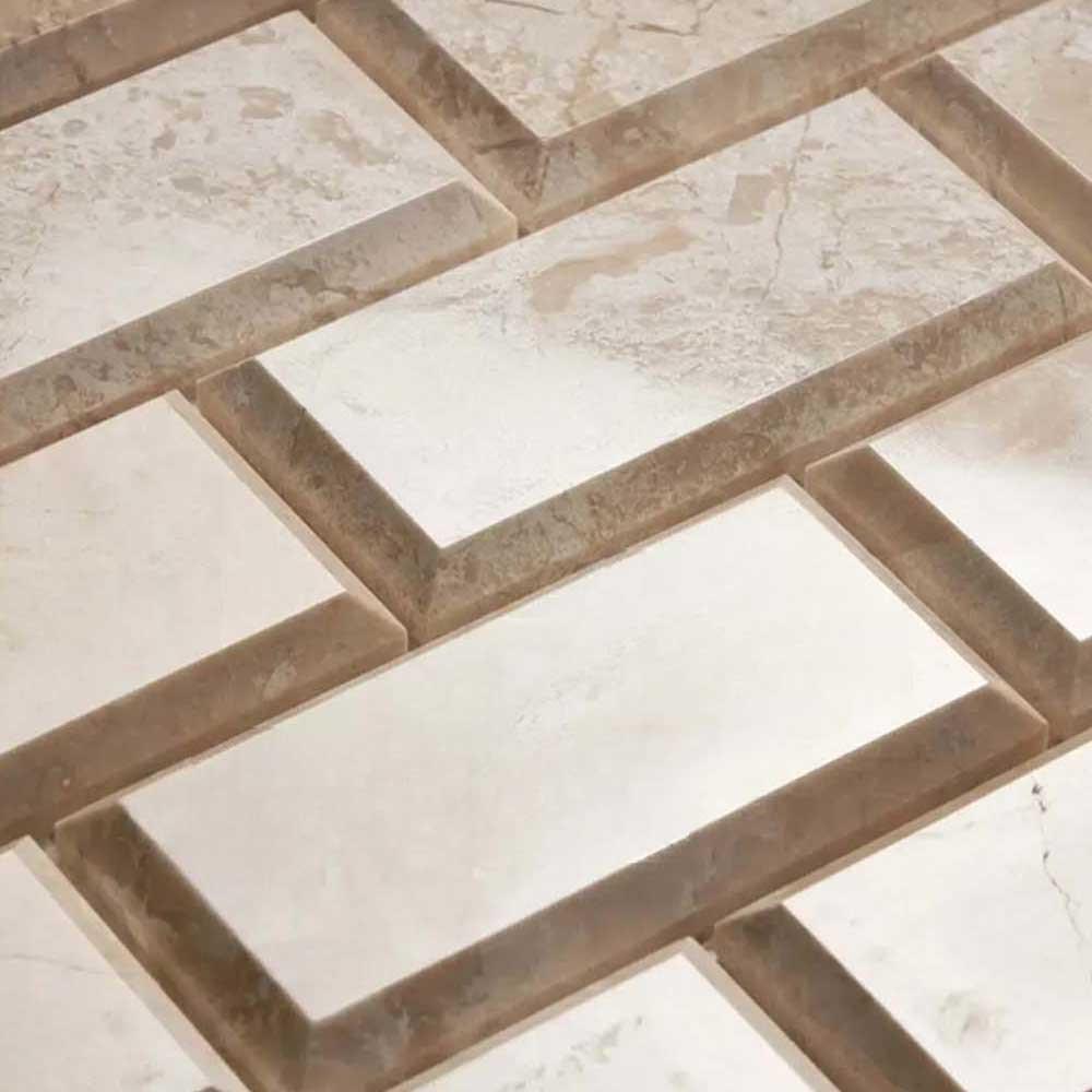 2x4 Diano Royal (Queen Beige) Marble Polished & Beveled Brick Mosaic Tile 2x4 Diano Royal (Queen Beige) Marble Polished & Beveled Brick Mosaic Tile - American Tile Depot