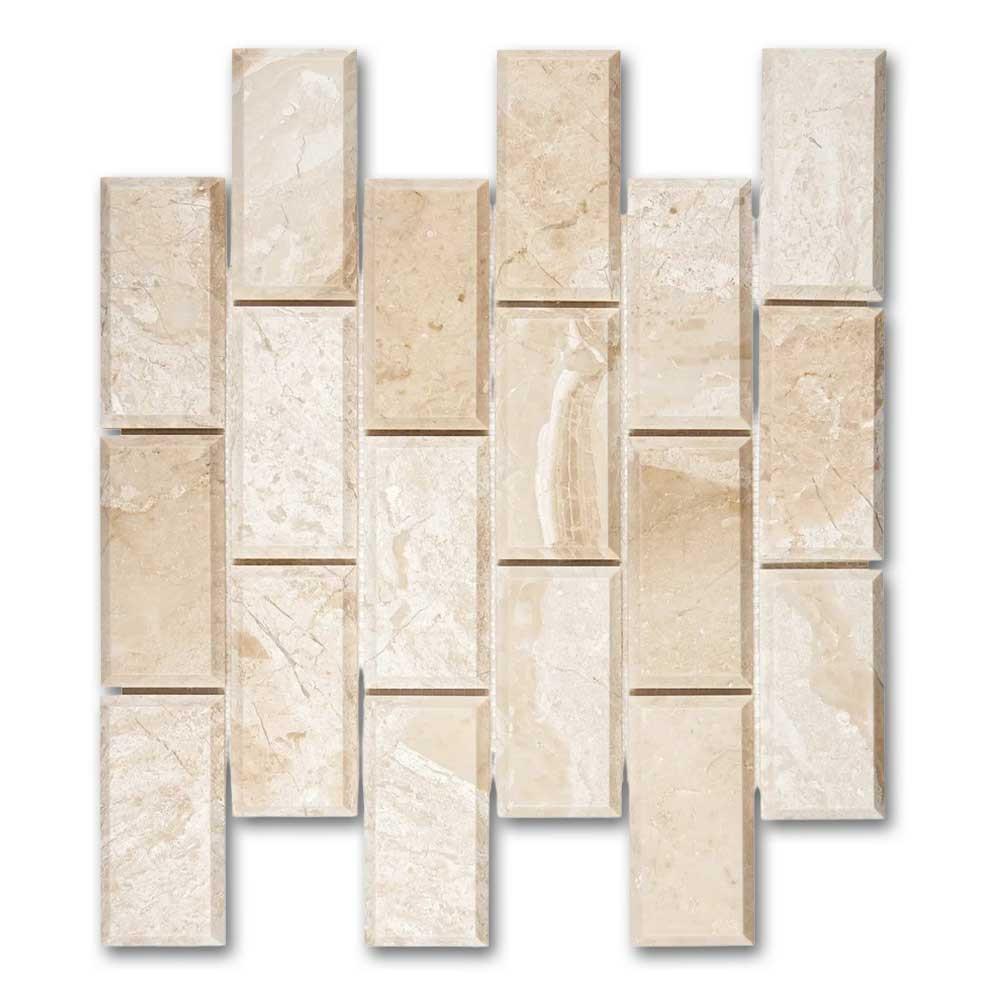 2x4 Diano Royal (Queen Beige) Marble Polished & Beveled Brick Mosaic Tile 2x4 Diano Royal (Queen Beige) Marble Polished & Beveled Brick Mosaic Tile - American Tile Depot