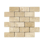 2x4 Durango Cream Travertine Tumbled Brick Mosaic Tile 2x4 Durango Cream Travertine Tumbled Brick Mosaic Tile - American Tile Depot