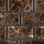 2x4 Emperador Dark Marble Polished & Beveled Brick Mosaic Tile 2x4 Emperador Dark Marble Polished & Beveled Brick Mosaic Tile - American Tile Depot