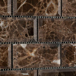2x4 Emperador Dark Marble Polished & Beveled Brick Mosaic Tile 2x4 Emperador Dark Marble Polished & Beveled Brick Mosaic Tile - American Tile Depot