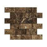 2x4 Emperador Dark Marble Polished Brick Mosaic Tile 2x4 Emperador Dark Marble Polished Brick Mosaic Tile - American Tile Depot