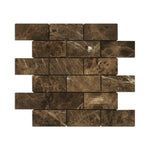 2x4 Emperador Dark Marble Tumbled Brick Mosaic Tile 2x4 Emperador Dark Marble Tumbled Brick Mosaic Tile - American Tile Depot