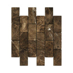 2x4 Emperador Dark Marble Tumbled Brick Mosaic Tile 2x4 Emperador Dark Marble Tumbled Brick Mosaic Tile - American Tile Depot