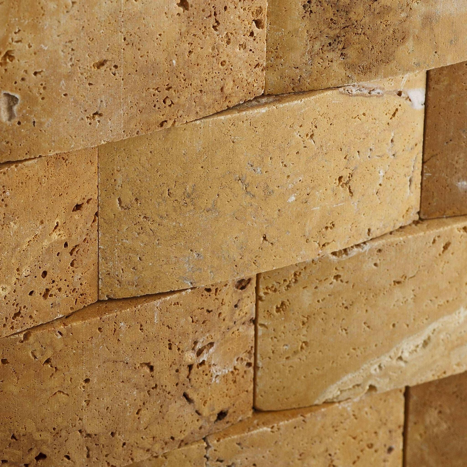 2x4 Gold / Yellow Travertine CNC Arched 3D Brick Mosaic Tile 2x4 Gold / Yellow Travertine CNC Arched 3D Brick Mosaic Tile - American Tile Depot