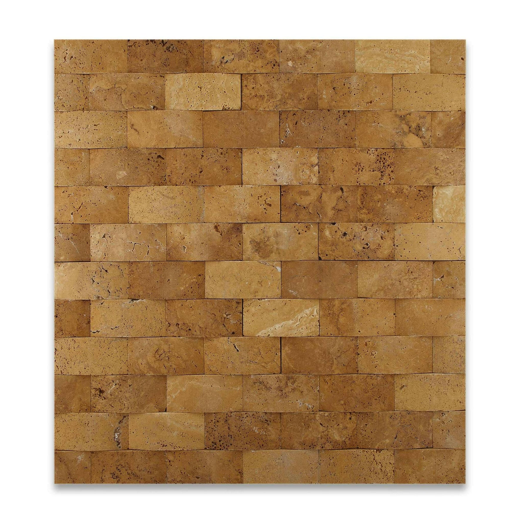 2x4 Gold / Yellow Travertine CNC Arched 3D Brick Mosaic Tile 2x4 Gold / Yellow Travertine CNC Arched 3D Brick Mosaic Tile - American Tile Depot
