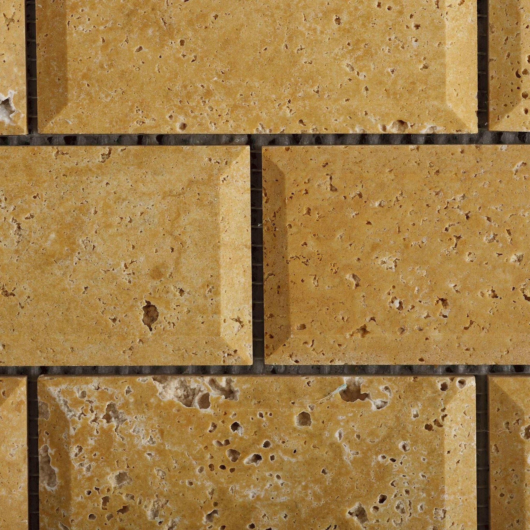 2x4 Gold / Yellow Travertine Honed & Beveled Brick Mosaic 2x4 Gold / Yellow Travertine Honed & Beveled Brick Mosaic - American Tile Depot