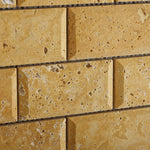 2x4 Gold / Yellow Travertine Honed & Beveled Brick Mosaic 2x4 Gold / Yellow Travertine Honed & Beveled Brick Mosaic - American Tile Depot