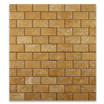 2x4 Gold / Yellow Travertine Honed & Beveled Brick Mosaic 2x4 Gold / Yellow Travertine Honed & Beveled Brick Mosaic - American Tile Depot