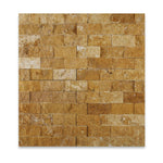 2x4 Gold / Yellow Travertine Split-Faced Brick Mosaic Tile 2x4 Gold / Yellow Travertine Split-Faced Brick Mosaic Tile - American Tile Depot