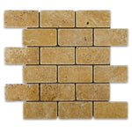 2x4 Gold / Yellow Travertine Tumbled Brick Mosaic Tile 2x4 Gold / Yellow Travertine Tumbled Brick Mosaic Tile - American Tile Depot