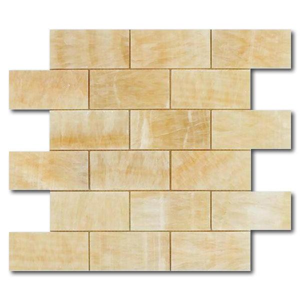 2x4 Honey Onyx Polished Brick Mosaic Tile 2x4 Honey Onyx Polished Brick Mosaic Tile - American Tile Depot