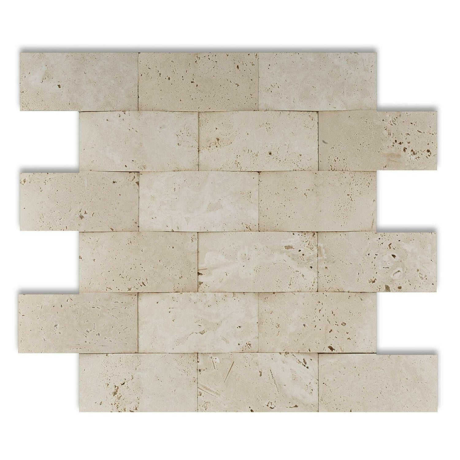 2x4 Ivory Travertine CNC Arched 3D Brick Mosaic Tile 2x4 Ivory Travertine CNC Arched 3D Brick Mosaic Tile - American Tile Depot