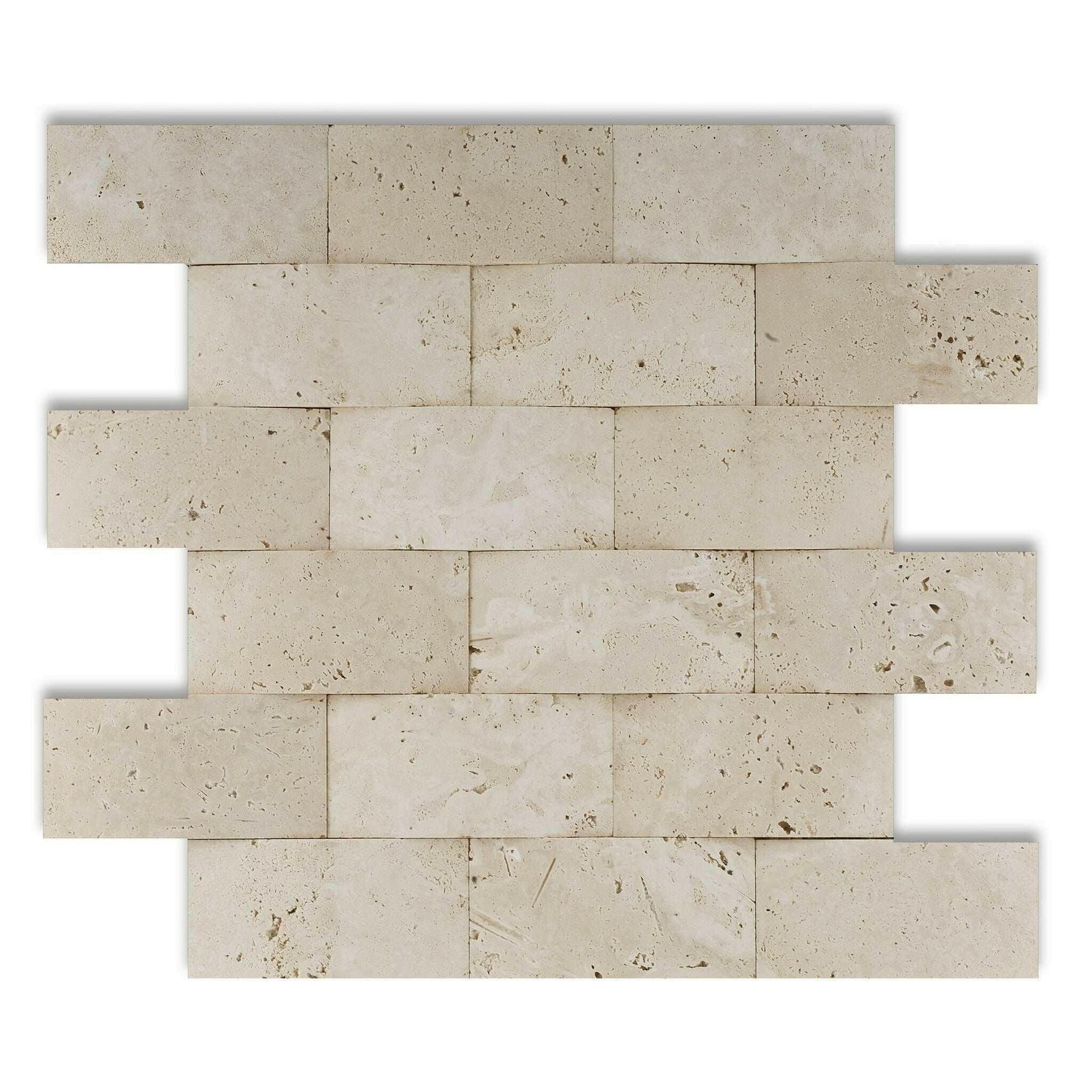 2x4 Ivory Travertine CNC Arched 3D Brick Mosaic Tile 2x4 Ivory Travertine CNC Arched 3D Brick Mosaic Tile - American Tile Depot