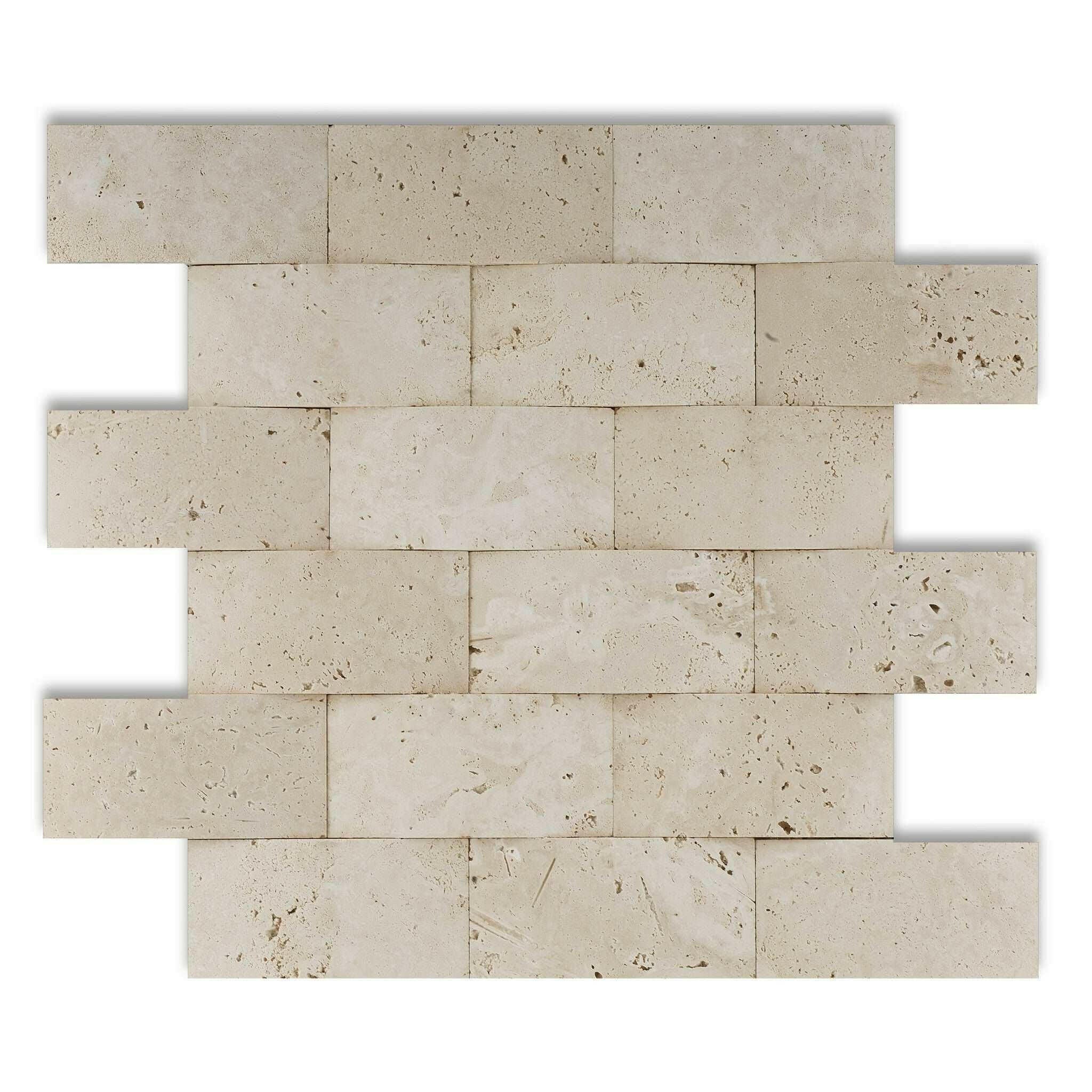 2x4 Ivory Travertine CNC Arched 3D Brick Mosaic Tile 2x4 Ivory Travertine CNC Arched 3D Brick Mosaic Tile - American Tile Depot