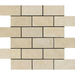 2x4 Ivory Travertine Filled & Honed Brick Mosaic 2x4 Ivory Travertine Filled & Honed Brick Mosaic - American Tile Depot