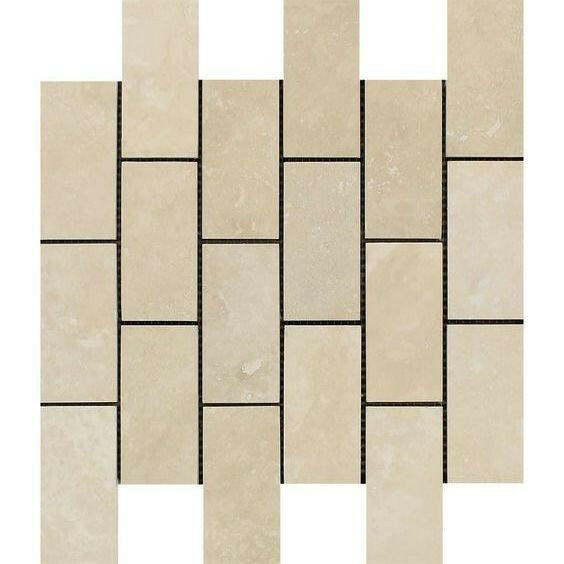2x4 Ivory Travertine Filled & Honed Brick Mosaic 2x4 Ivory Travertine Filled & Honed Brick Mosaic - American Tile Depot