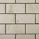 2x4 Ivory Travertine Honed & Beveled Brick Mosaic 2x4 Ivory Travertine Honed & Beveled Brick Mosaic - American Tile Depot