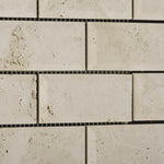 2x4 Ivory Travertine Honed & Beveled Brick Mosaic 2x4 Ivory Travertine Honed & Beveled Brick Mosaic - American Tile Depot