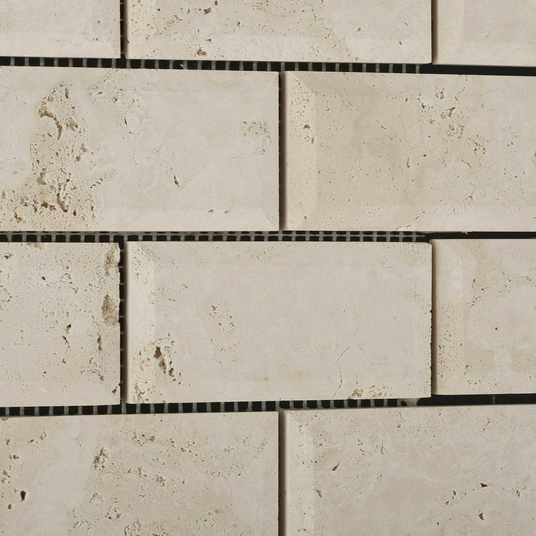 2x4 Ivory Travertine Honed & Beveled Brick Mosaic 2x4 Ivory Travertine Honed & Beveled Brick Mosaic - American Tile Depot