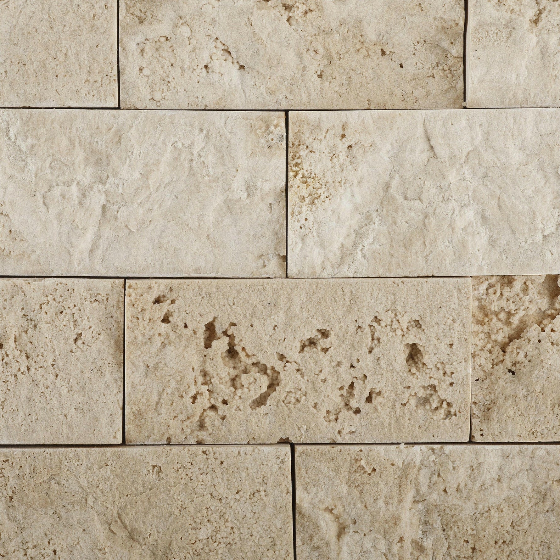2x4 Ivory Travertine Split-Faced Brick Mosaic Tile 2x4 Ivory Travertine Split-Faced Brick Mosaic Tile - American Tile Depot