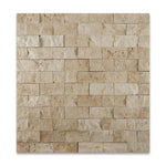 2x4 Ivory Travertine Split-Faced Brick Mosaic Tile 2x4 Ivory Travertine Split-Faced Brick Mosaic Tile - American Tile Depot