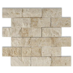 2x4 Ivory Travertine Split-Faced Brick Mosaic Tile 2x4 Ivory Travertine Split-Faced Brick Mosaic Tile - American Tile Depot