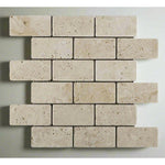 2x4 Ivory Travertine Tumbled Brick Mosaic Tile 2x4 Ivory Travertine Tumbled Brick Mosaic Tile - American Tile Depot