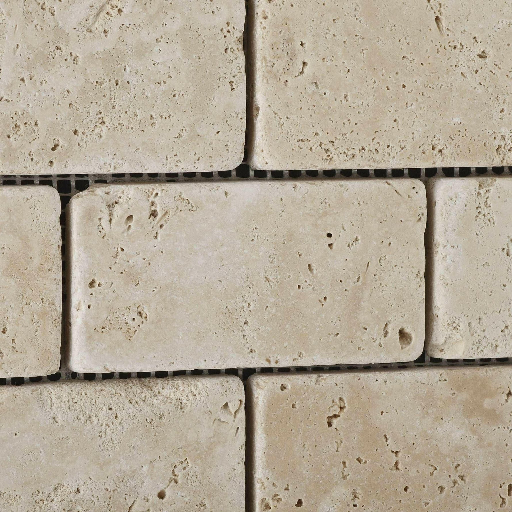 2x4 Ivory Travertine Tumbled Brick Mosaic Tile 2x4 Ivory Travertine Tumbled Brick Mosaic Tile - American Tile Depot