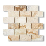 2x4 Latravonya Travertine Filled & Honed Brick Mosaic - American Tile Depot