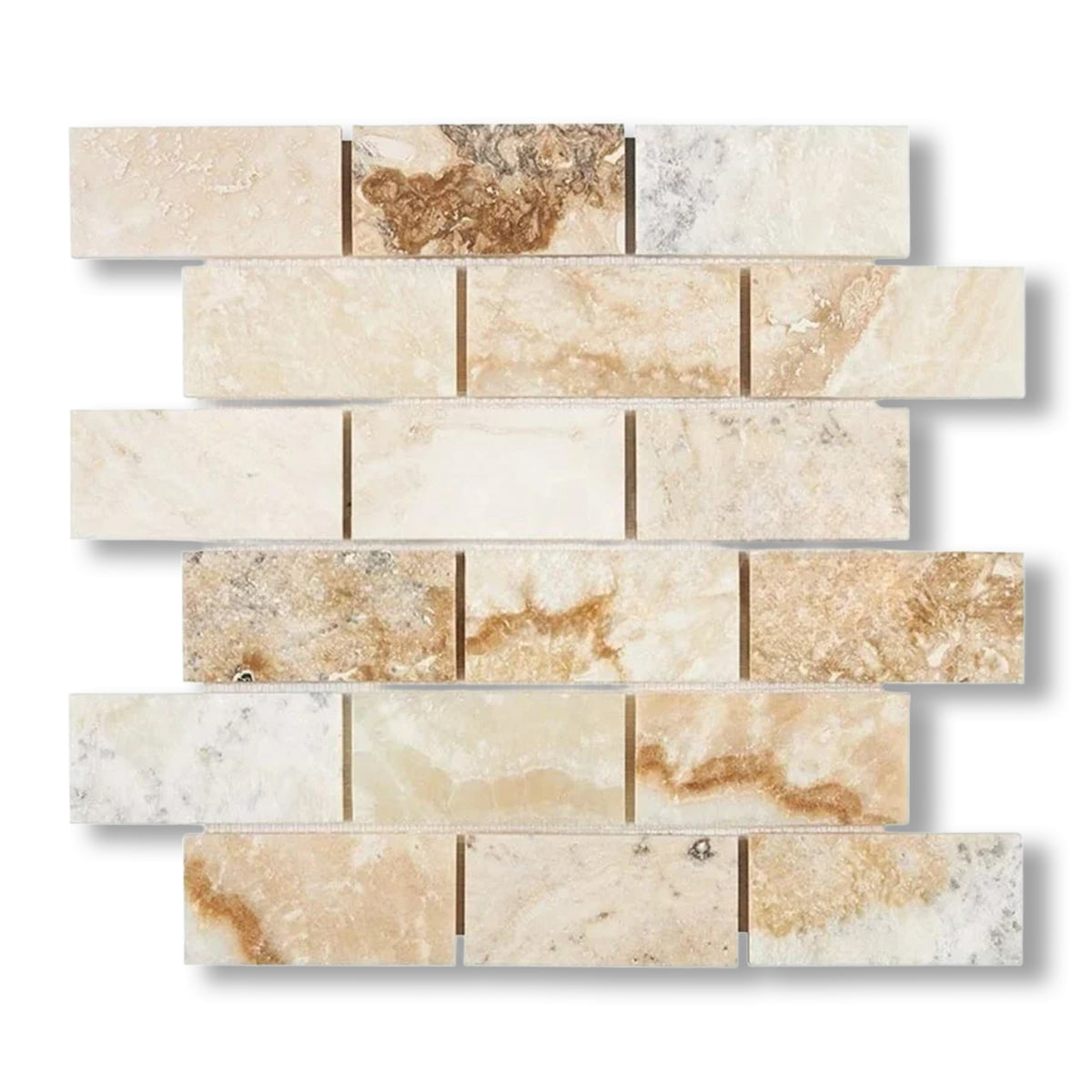2x4 Latravonya Travertine Filled & Honed Brick Mosaic - American Tile Depot