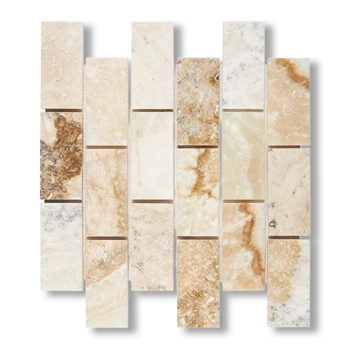 2x4 Latravonya Travertine Filled & Honed Brick Mosaic - American Tile Depot