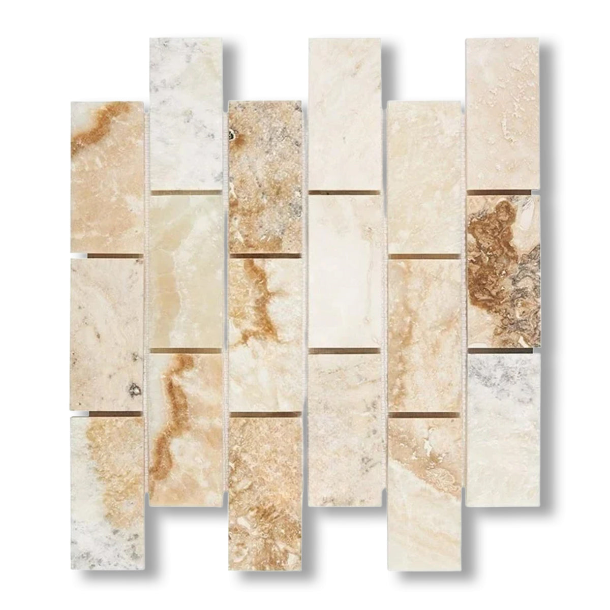 2x4 Latravonya Travertine Filled & Honed Brick Mosaic - American Tile Depot