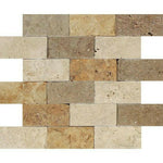 2x4 Mixed Travertine Split-Faced Brick Mosaic Tile 2x4 Mixed Travertine Split-Faced Brick Mosaic Tile - American Tile Depot