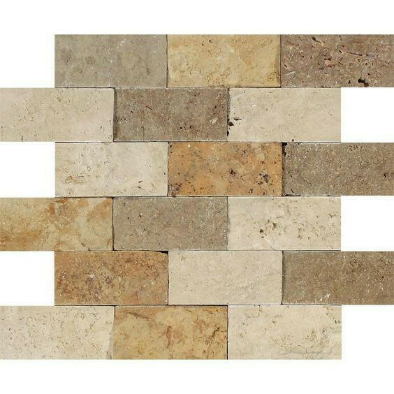 2x4 Mixed Travertine Split-Faced Brick Mosaic Tile 2x4 Mixed Travertine Split-Faced Brick Mosaic Tile - American Tile Depot