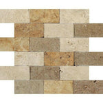 2x4 Mixed Travertine Split-Faced Brick Mosaic Tile 2x4 Mixed Travertine Split-Faced Brick Mosaic Tile - American Tile Depot