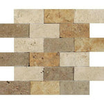 2x4 Mixed Travertine Split-Faced Brick Mosaic Tile 2x4 Mixed Travertine Split-Faced Brick Mosaic Tile - American Tile Depot