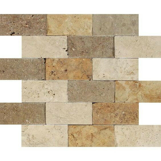2x4 Mixed Travertine Split-Faced Brick Mosaic Tile 2x4 Mixed Travertine Split-Faced Brick Mosaic Tile - American Tile Depot